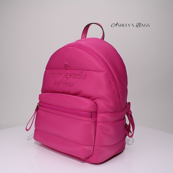 Kate Spade Ella Large Puffy Backpack In Candied Pink - Picture 2 of 10